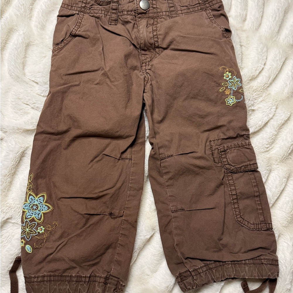 Vintage Cherokee Brown Kids Cargo Pants with Floral Design